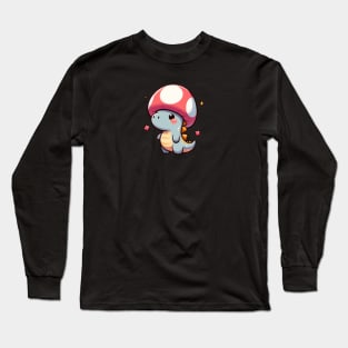 Kawaii simple Mushroom Hat Dinosaur Tyranosaurus Long Sleeve T-Shirt